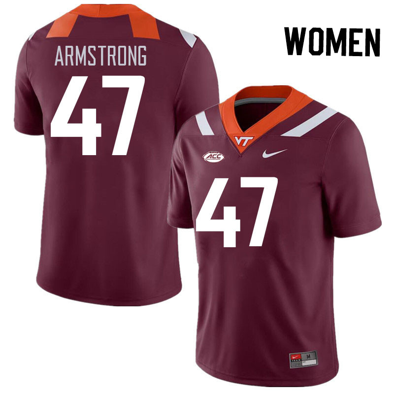 Women #47 Griffin Armstrong Virginia Tech Hokies College Football Jerseys Stitched Sale-Maroon